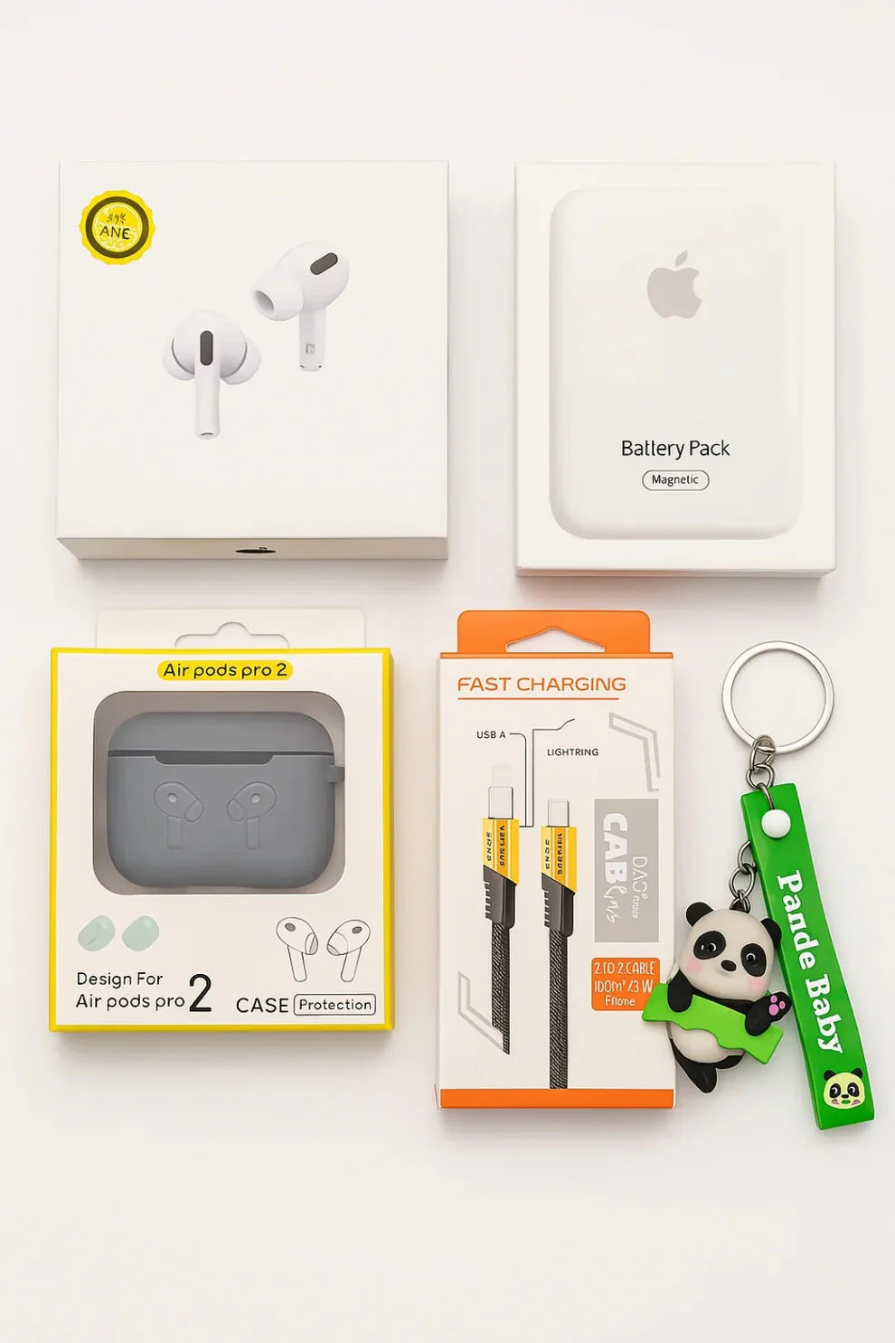Ultimate 5-in-1 Tech Essentials Bundle – Includes Air Pro 2, MagSafe Power Bank, 4-in-1 Fast Charging Cable, Air Pro Silicone Case & Premium Keychain