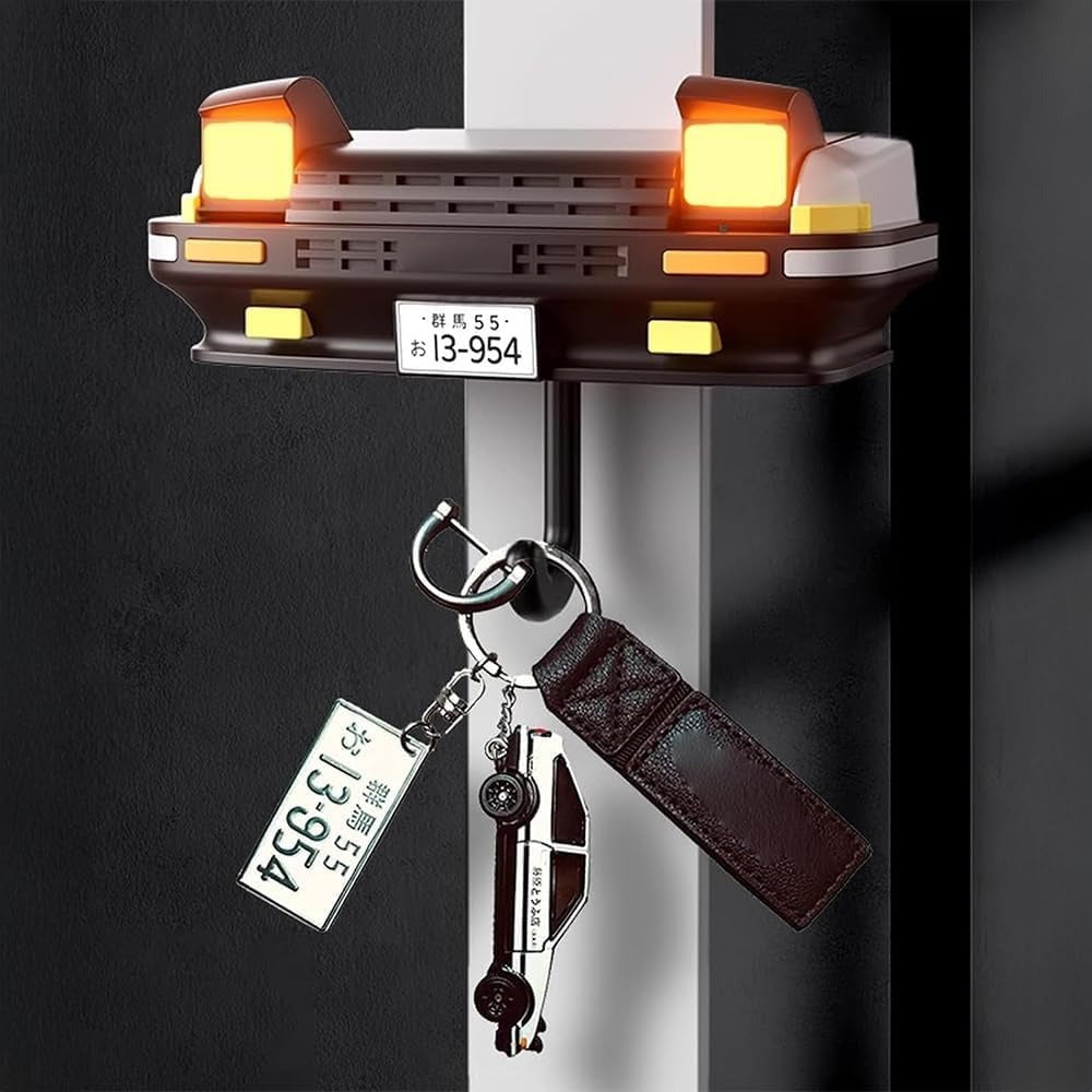 Wall-Mounted Key Rack with Light-Up Vintage Car Design – Stainless Steel Key Holder for Home & Office
